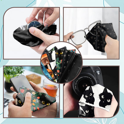 Zewurtuw 6-Pack Glasses Cleaning Cloth – Microfiber Lens Cloth 6.3x6.3 in Mushrooms Cat Pattern