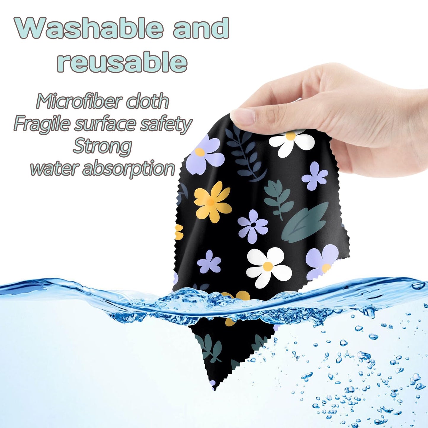 Zewurtuw 6-Pack Glasses Cleaning Cloths – Microfiber 6.3 x 6.3 Inches, Black