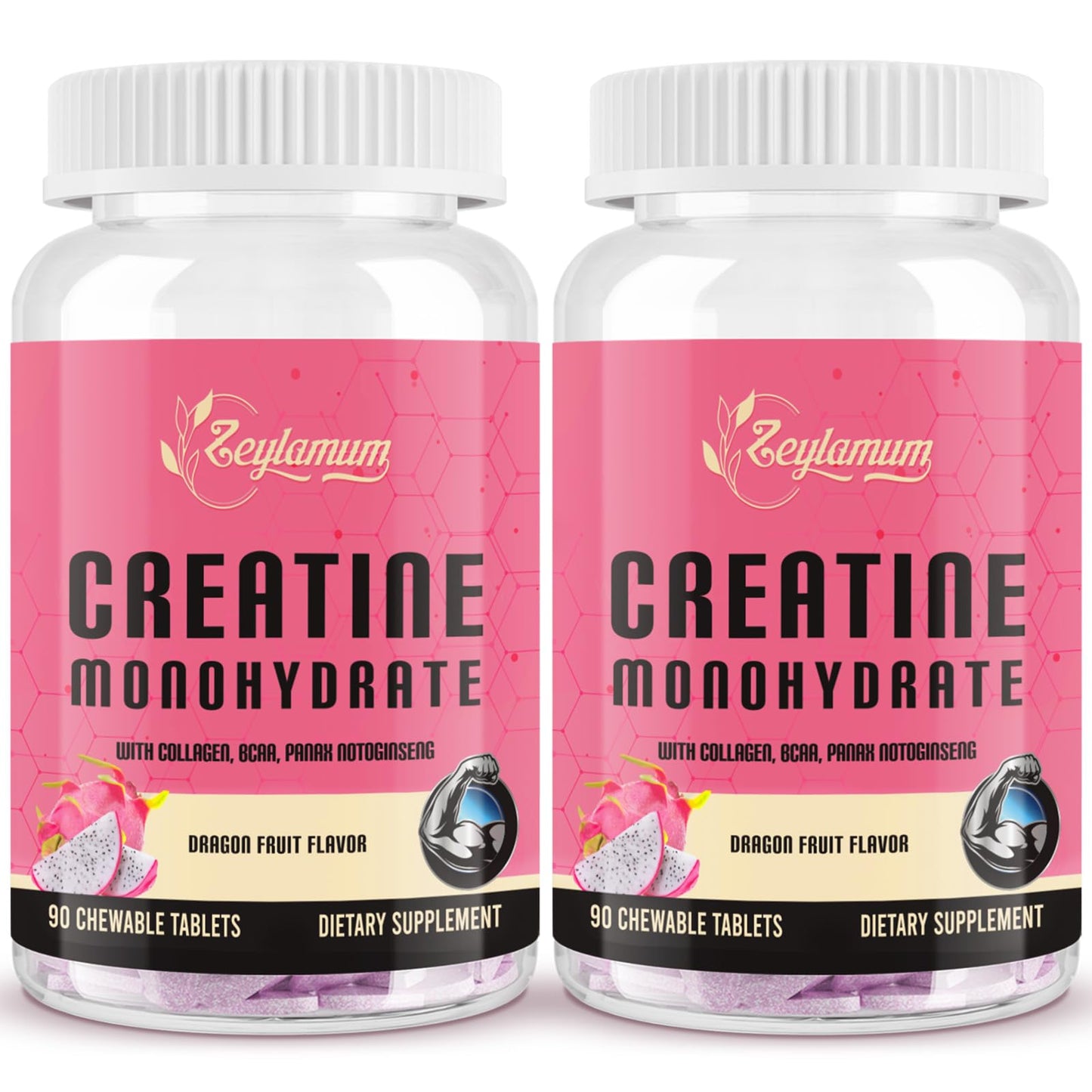 Zeylamum Creatine for Women | 3G Chews with BCAA & Hydrolyzed Collagen (Sugar-Free, Vegan)