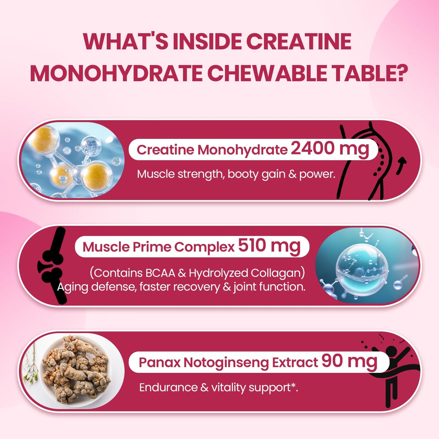 Zeylamum Creatine for Women | 3G Chews with BCAA & Hydrolyzed Collagen (Sugar-Free, Vegan)