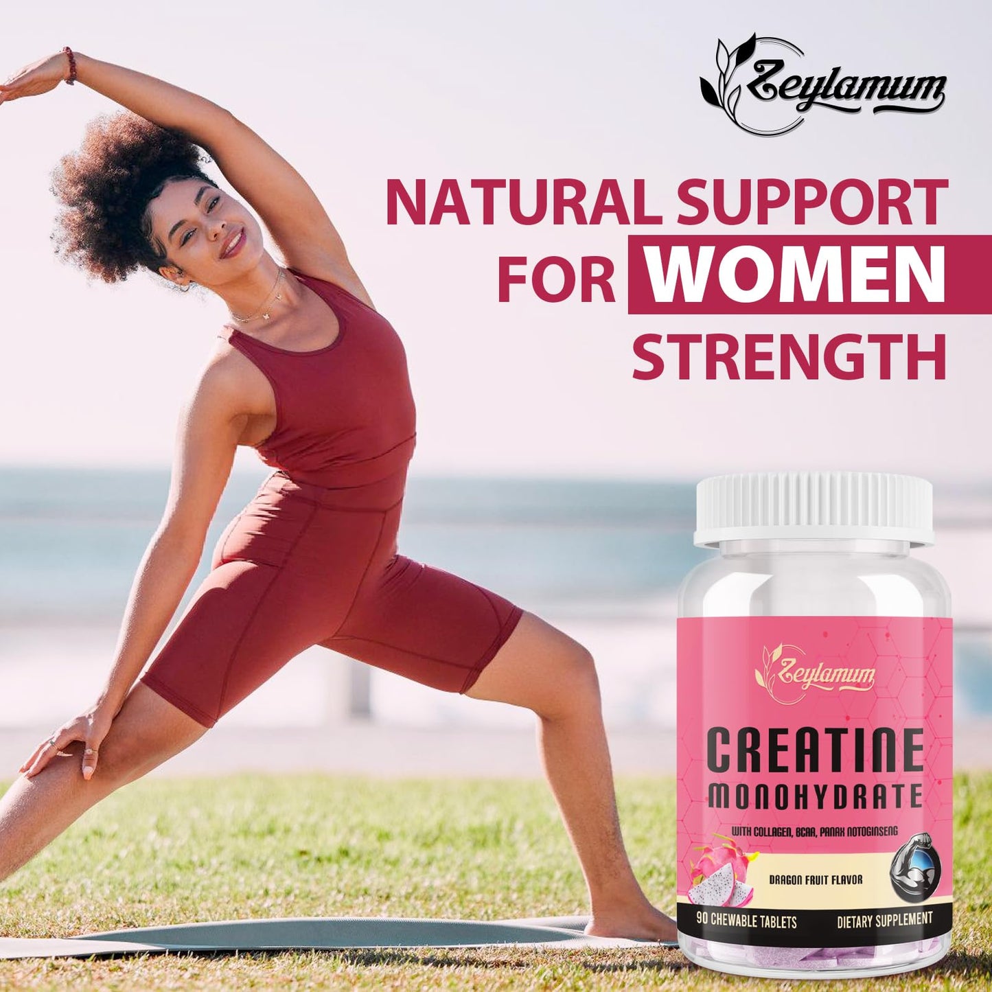 Zeylamum Creatine for Women | Hydrolyzed Collagen & BCAA | 3G Creatine Chews
