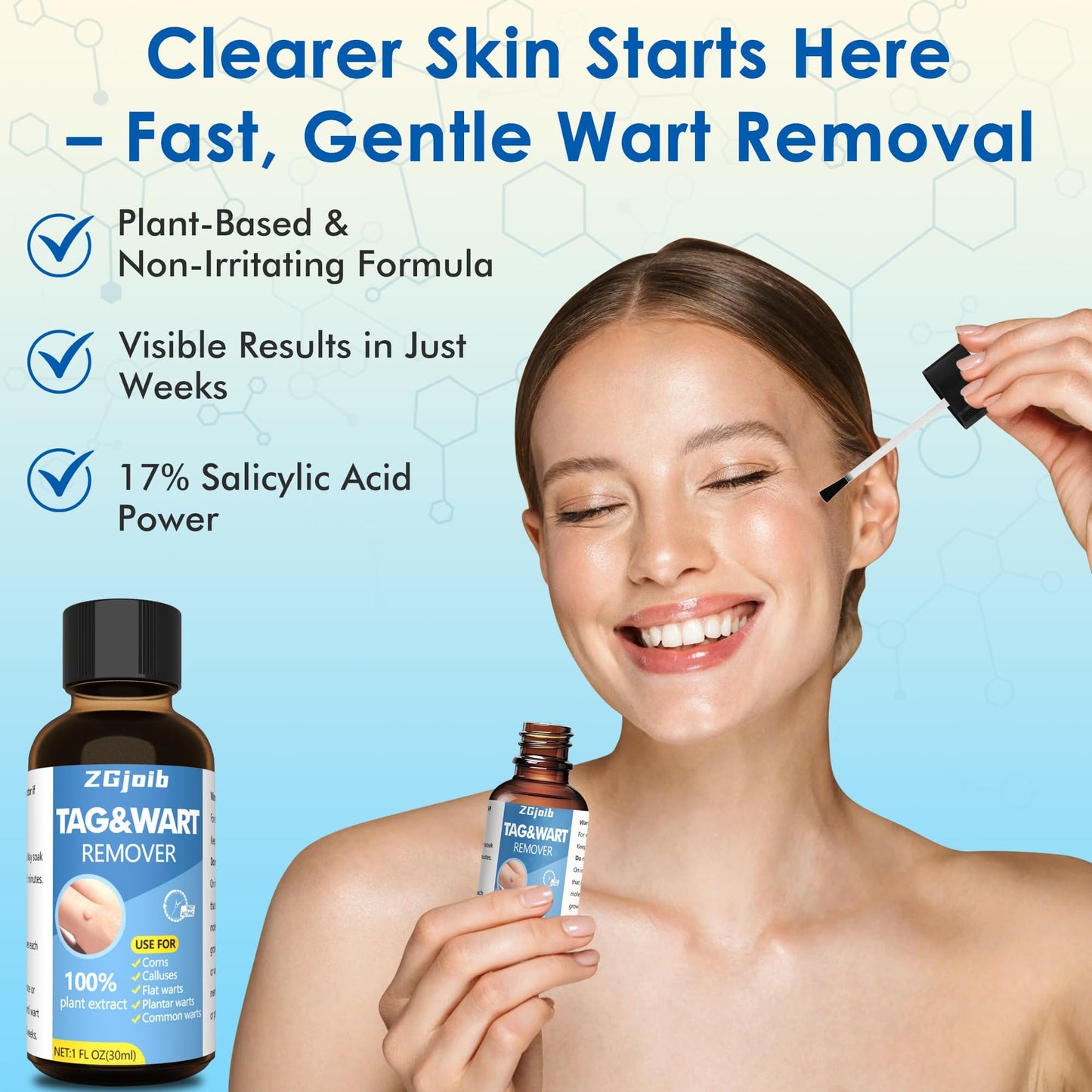 ZGjoib TAG Wart Remover Freeze Off Liquid 17% Salicylic Acid – 1oz Wart Treatment
