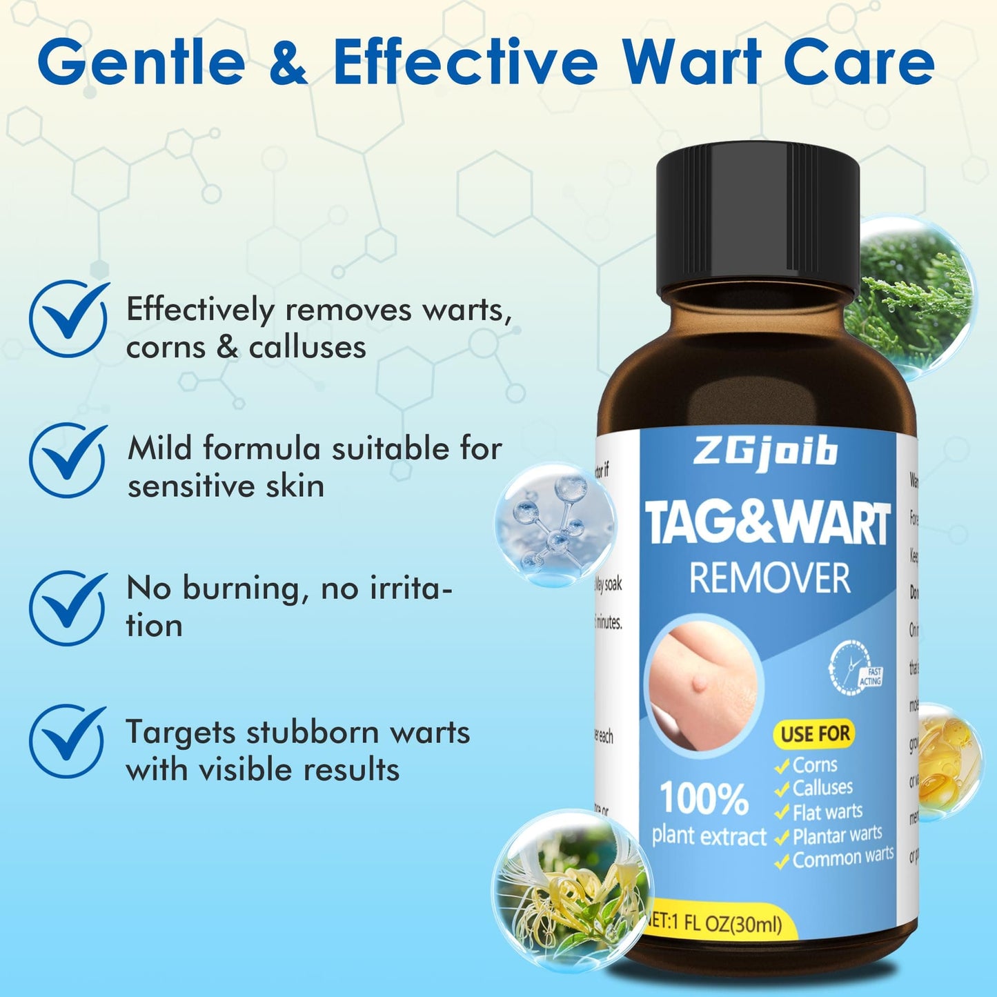 ZGjoib TAG Wart Remover Freeze Off Liquid 17% Salicylic Acid – 1oz Wart Treatment