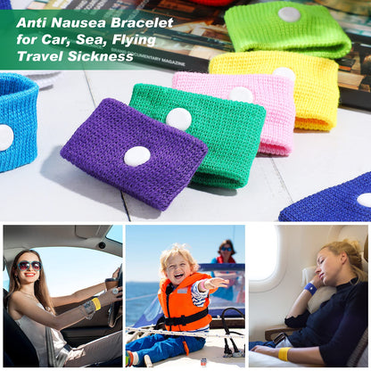 Zhanmai 12 Pairs Motion Sickness Wristbands for Kids & Adults – Colorful Travel Nausea Relief Bands