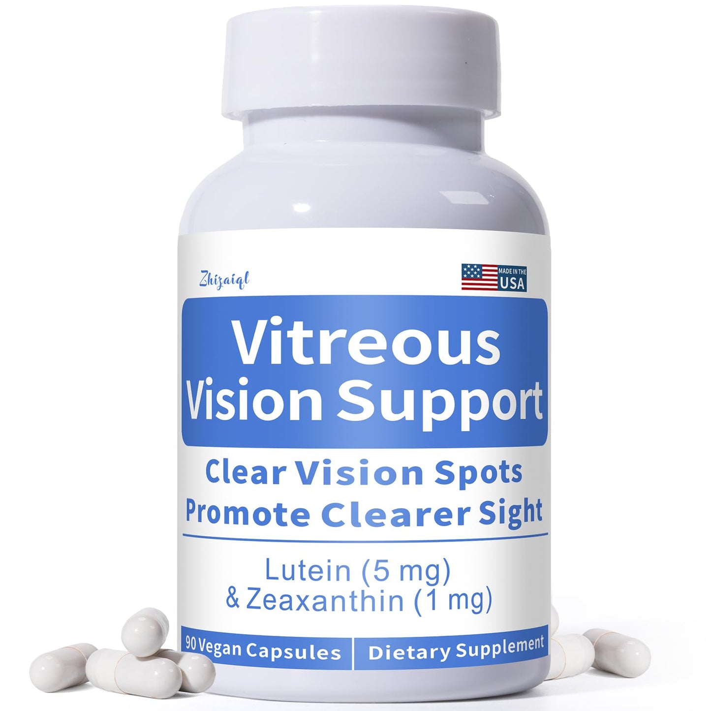 Zhizaiql Eye Vitamin with Lutein & Zeaxanthin – Supports Vitreous Clarity & Clear Vision, 90 Vegan Capsules