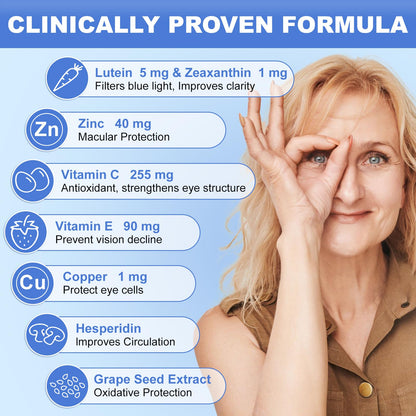 Zhizaiql Eye Vitamin with Lutein & Zeaxanthin – Supports Vitreous Clarity & Clear Vision, 90 Vegan Capsules
