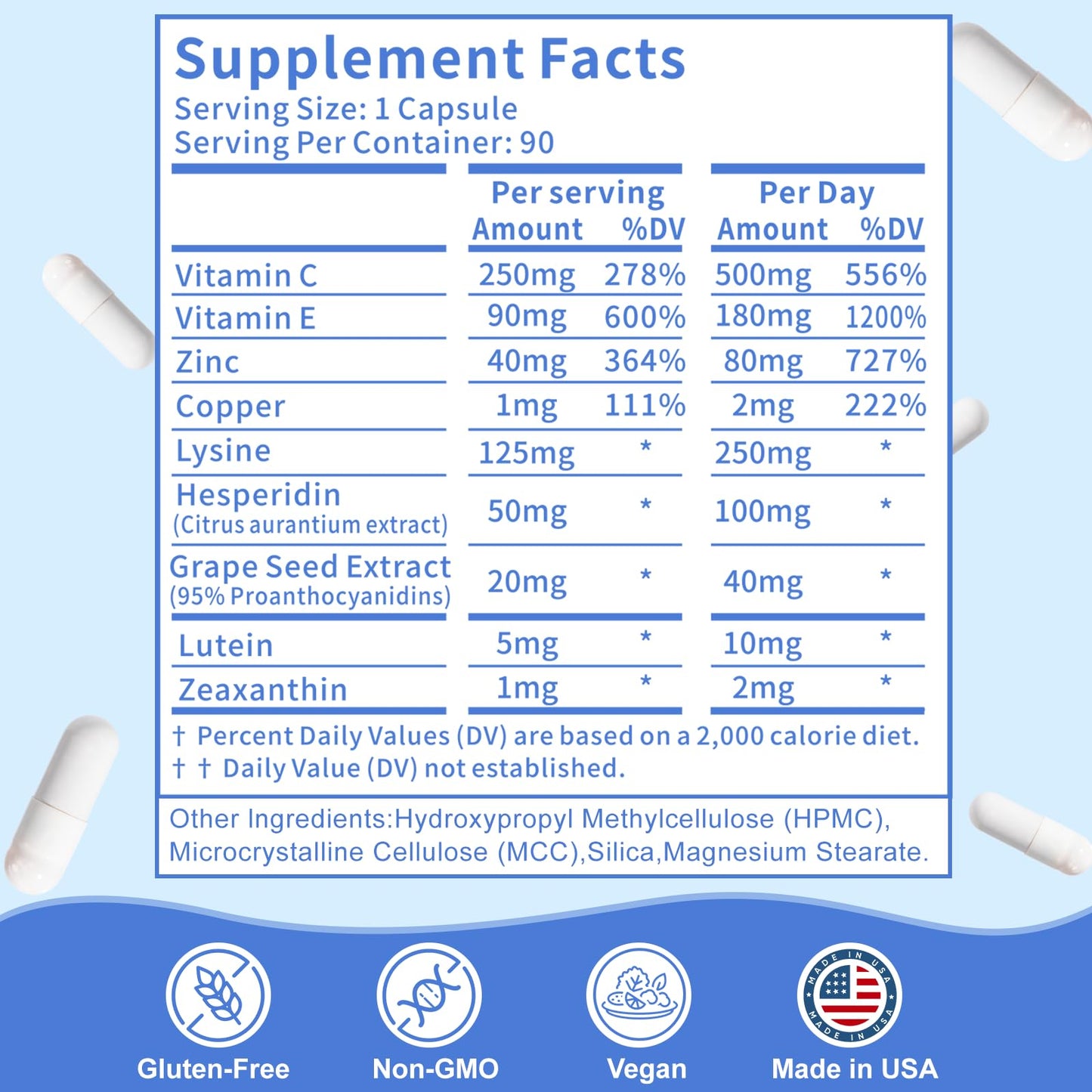 Zhizaiql Eye Vitamin with Lutein & Zeaxanthin – Supports Vitreous Clarity & Clear Vision, 90 Vegan Capsules
