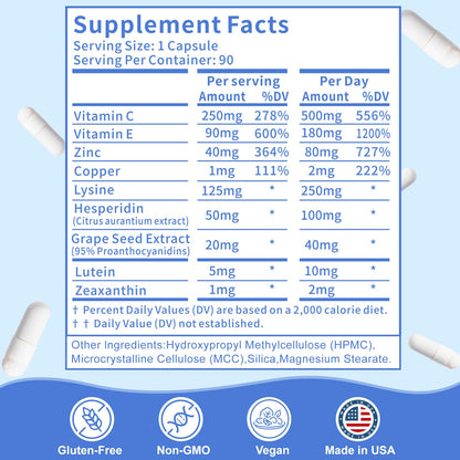 Zhizaiql Eye Vitamin with Lutein & Zeaxanthin – Supports Vitreous Clarity & Clear Vision, 90 Vegan Capsules
