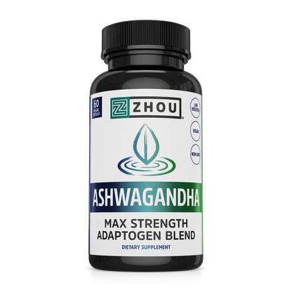 Zhou Ashwagandha | Adaptogenic 1200 mg with Black Pepper | 60 Vegan Capsules
