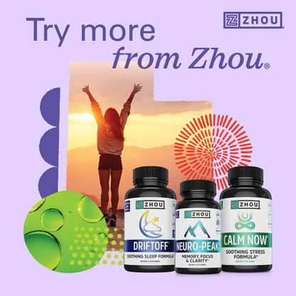 Zhou Ashwagandha | Adaptogenic 1200 mg with Black Pepper | 60 Vegan Capsules