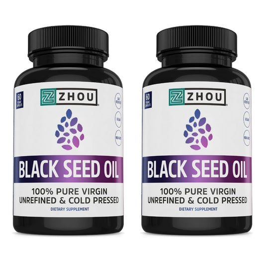 ZHOU Black Seed Oil Capsules – Cold-Pressed Nigella Sativa, 60 Capsules (Pack of 2) BritishVita | Premium UK Vitamins & Wellness Supplements