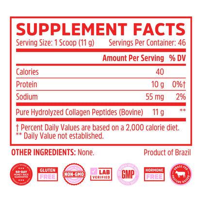 Zhou Collagen Peptides – Grass-Fed Bovine Collagen Powder for Skin, Hair, Joints | 18 oz Jar