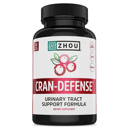 Zhou Cran-Defense: Cranberry + D-Mannose Pills for Urinary Tract Health | 60 Veggie Capsules