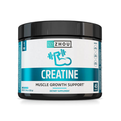 Zhou Creatine Monohydrate Powder – Unflavored, Vegan, 5 g per Serving | 7.94 oz (45 Servings) – For Women & Men