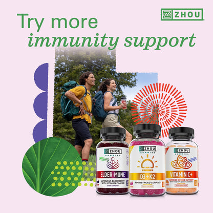 Zhou D3+K2 Vitamin D3 K2 – 60 Veggie Capsules (Vegan)