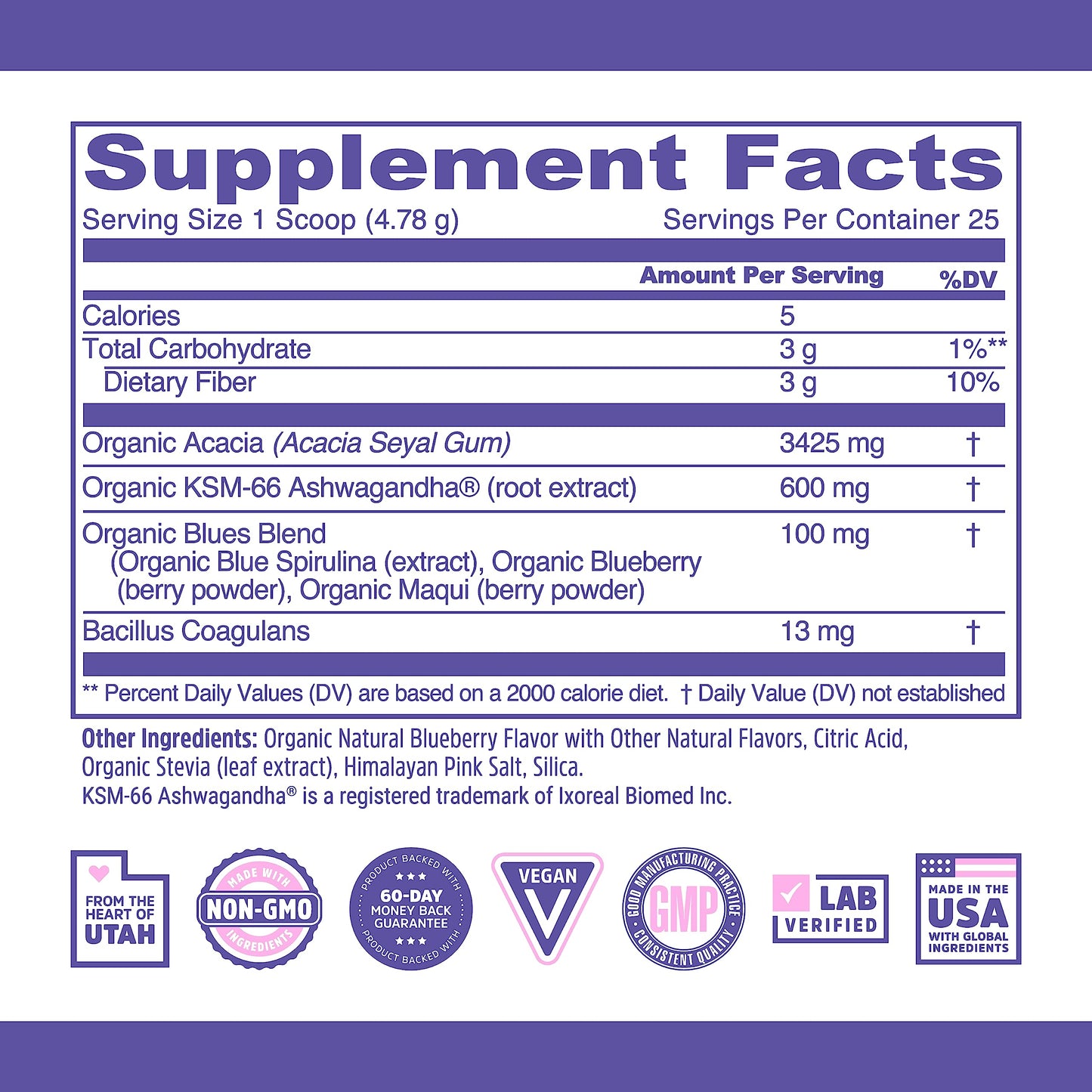 Zhou Daily Blues Blue Spirulina Powder – Organic, Vegan Blueberry Flavor, 4.22 oz (25 Servings)
