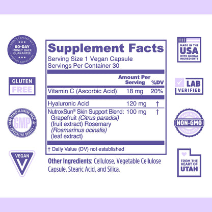 Zhou Glowfluence – Hyaluronic Acid Supplement with Vitamin C & Antioxidants