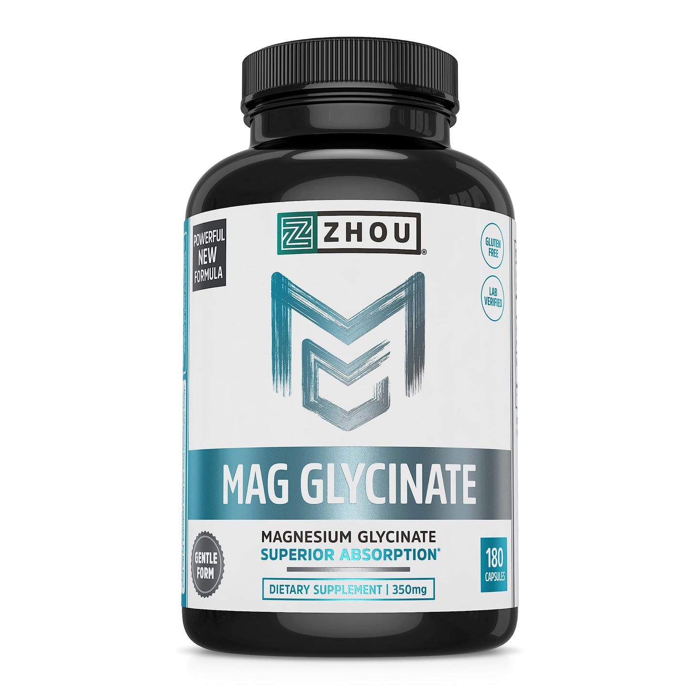 Zhou Magnesium Glycinate 350 mg – Time-Release Vegan Magnesium Glycinate, 180 Capsules