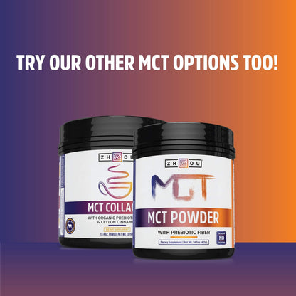 ZHOU MCT Oil 16oz – Unflavored MCT Oil (C8) from Non-GMO Coconut