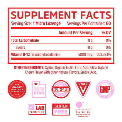 Zhou Methyl B12 – 5000 mcg Methylcobalamin B12 Lozenges, Vegan