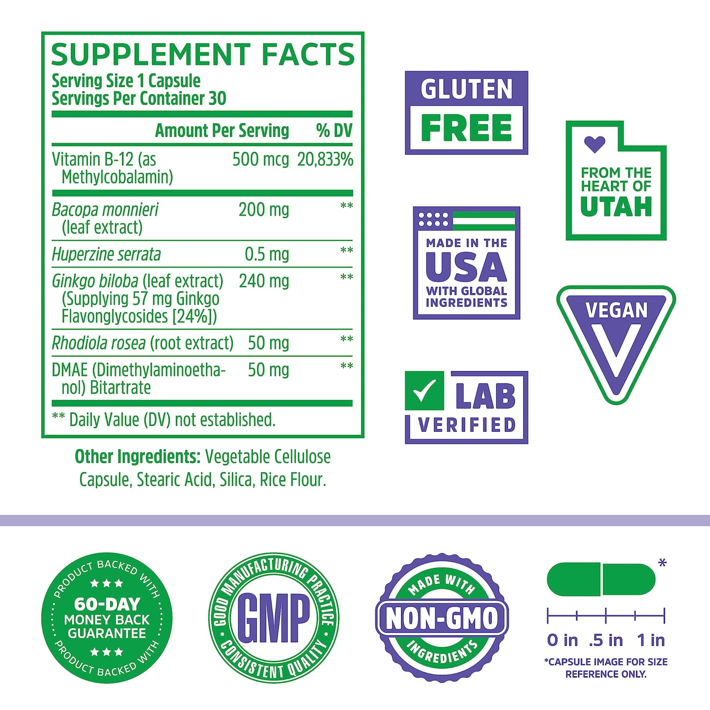 Zhou Neuro-Peak - Nootropic for Memory & Focus | 30 Veggie Capsules
