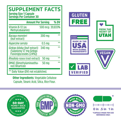 Zhou Neuro-Peak - Nootropic for Memory & Focus | 30 Veggie Capsules