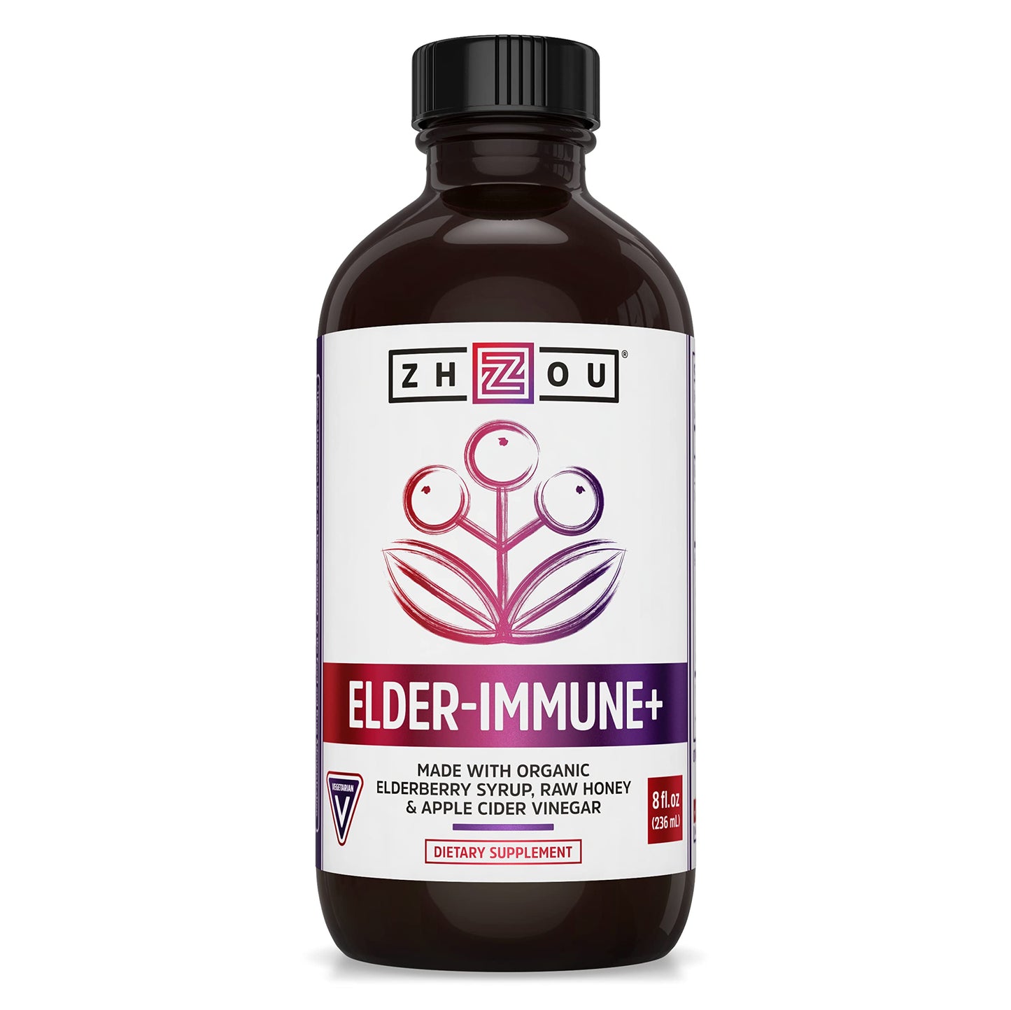 Zhou Nutrition Elder-Mune+ Syrup – Organic Elderberry Immune Support, 8 Fl Oz