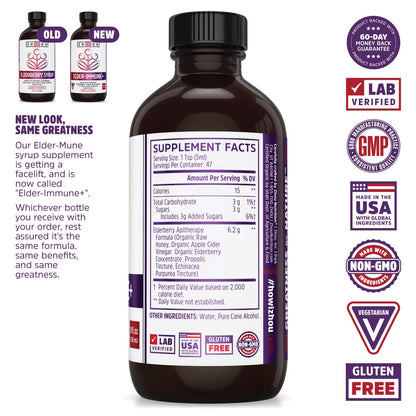 Zhou Nutrition Elder-Mune+ Syrup – Organic Elderberry Immune Support, 8 Fl Oz