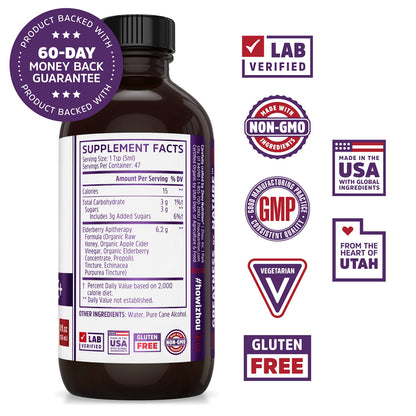 Zhou Nutrition Elder-Mune+ Syrup – Organic Elderberry Immune Support, 8 Fl Oz