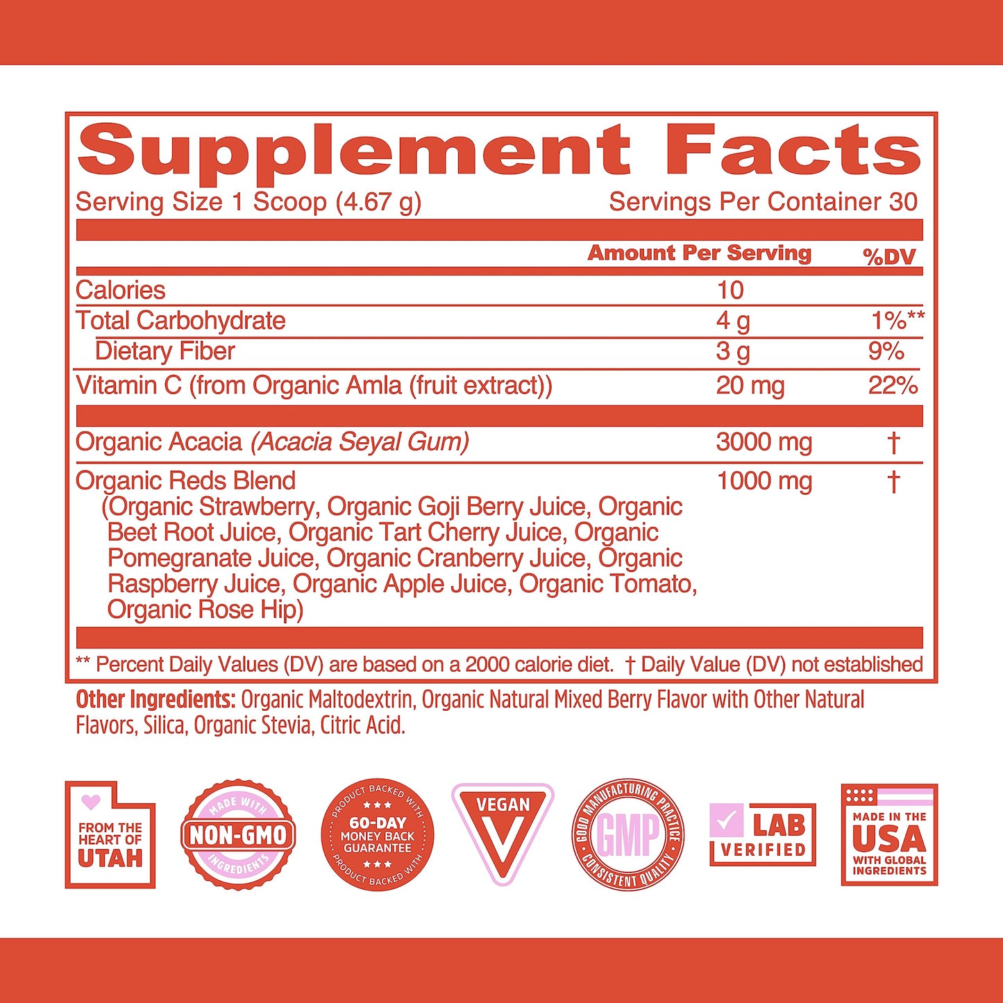ZHOU Nutrition Superfruits Powder - USDA Organic Reds Antioxidant Superfood
