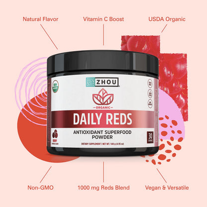 ZHOU Nutrition Superfruits Powder - USDA Organic Reds Antioxidant Superfood