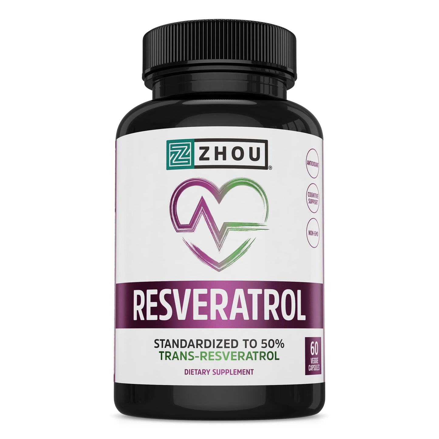 ZHOU Resveratrol 1000mg | Heart Health & Antioxidant Support | 60 Veggie Caps