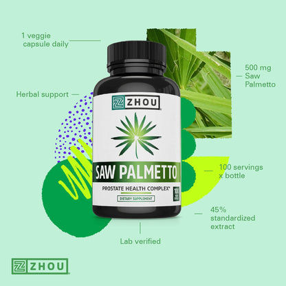 Zhou Saw Palmetto Supplement for Men – Premium Complex, Extra Strength