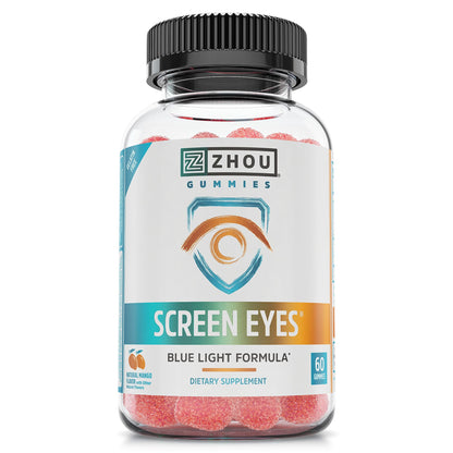 Zhou Screen Eyes Gummies - Lutein & Zeaxanthin for Eye Health, Blue Light Support, Adults & Kids, 60 Count