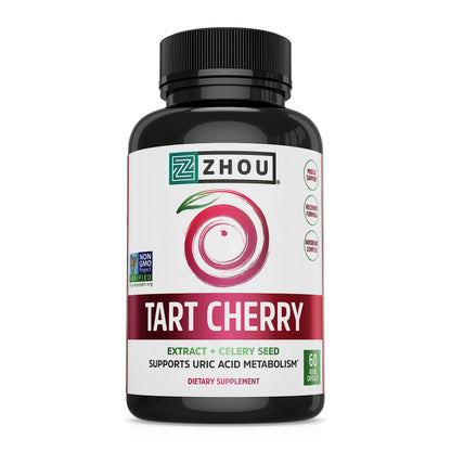 Zhou Tart Cherry + Celery Seed: 1000mg, Sleep & Joint Support | 60 Veggie Capsules