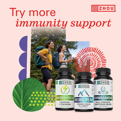 ZHOU Thyroid Support - Thyroid Supplement for Women & Men | Zinc, Iodine, Selenium, Ashwagandha | 60 Veggie Capsules