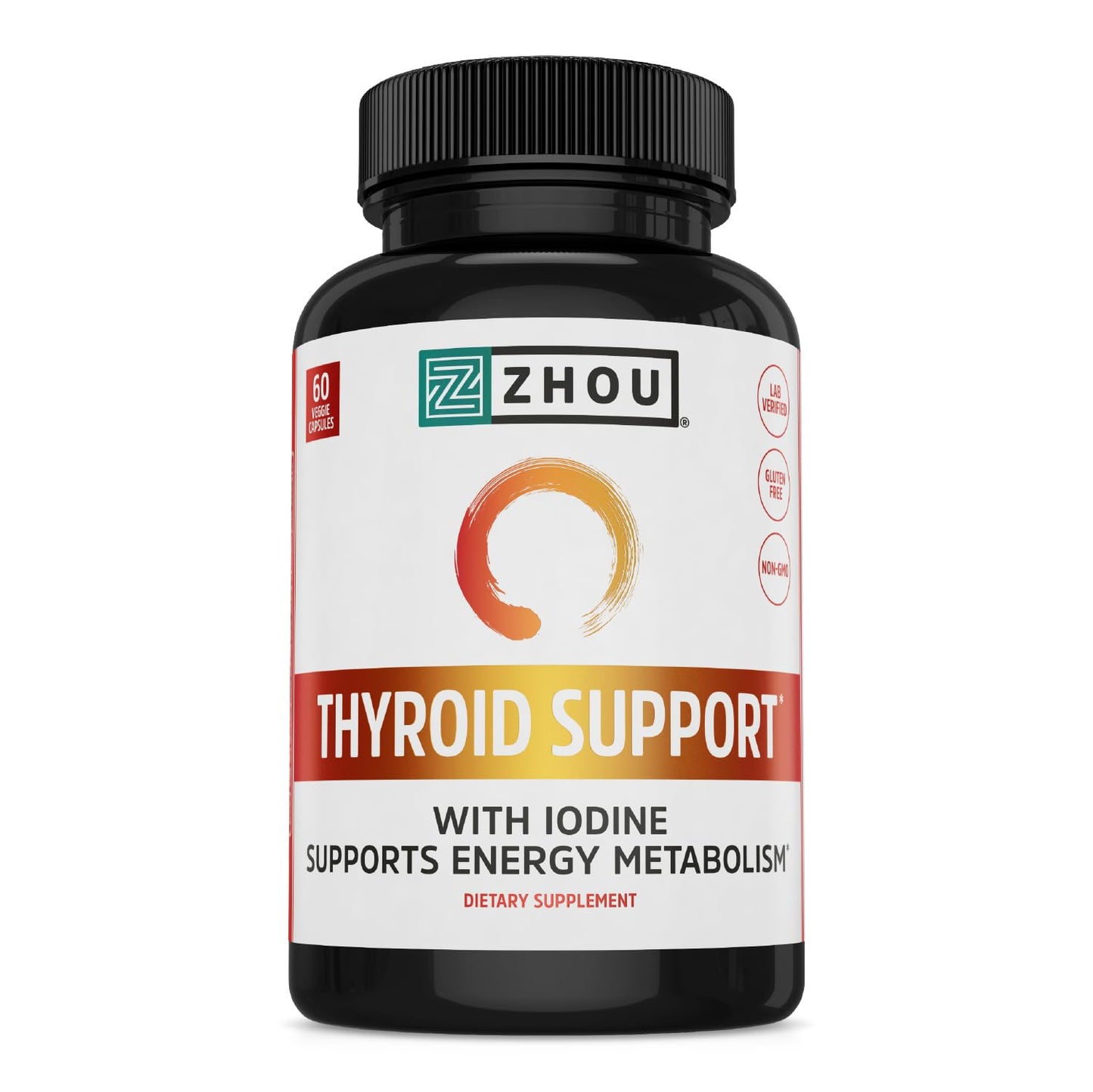 ZHOU Thyroid Support - Thyroid Supplement for Women & Men | Zinc, Iodine, Selenium, Ashwagandha | 60 Veggie Capsules