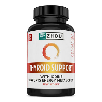 ZHOU Thyroid Support - Thyroid Supplement for Women & Men | Zinc, Iodine, Selenium, Ashwagandha | 60 Veggie Capsules