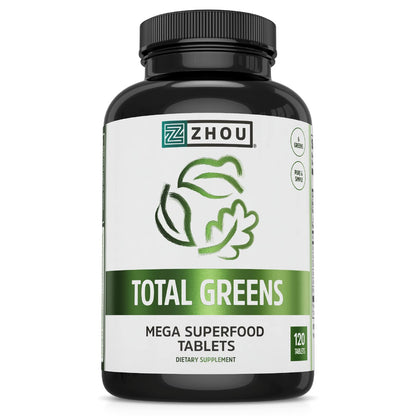 Zhou Total Greens - Super Greens Supplements, Daily Veggie Pills, 120 Tablets
