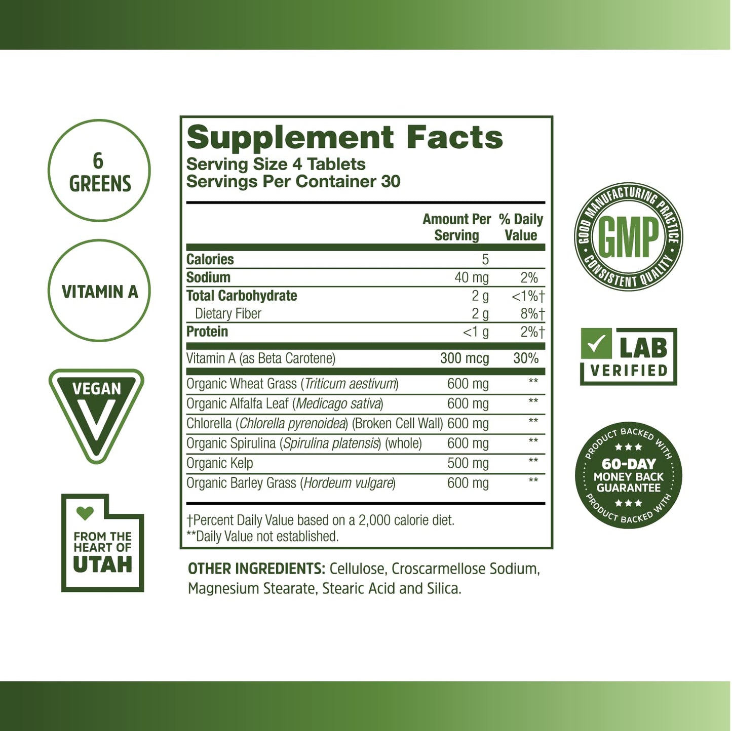 Zhou Total Greens - Super Greens Supplements, Daily Veggie Pills, 120 Tablets
