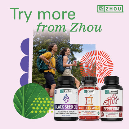 Zhou Turmeric Curcumin with Ginger – 90 Veggie Capsules | Digestive & Joint Support with BioPerine