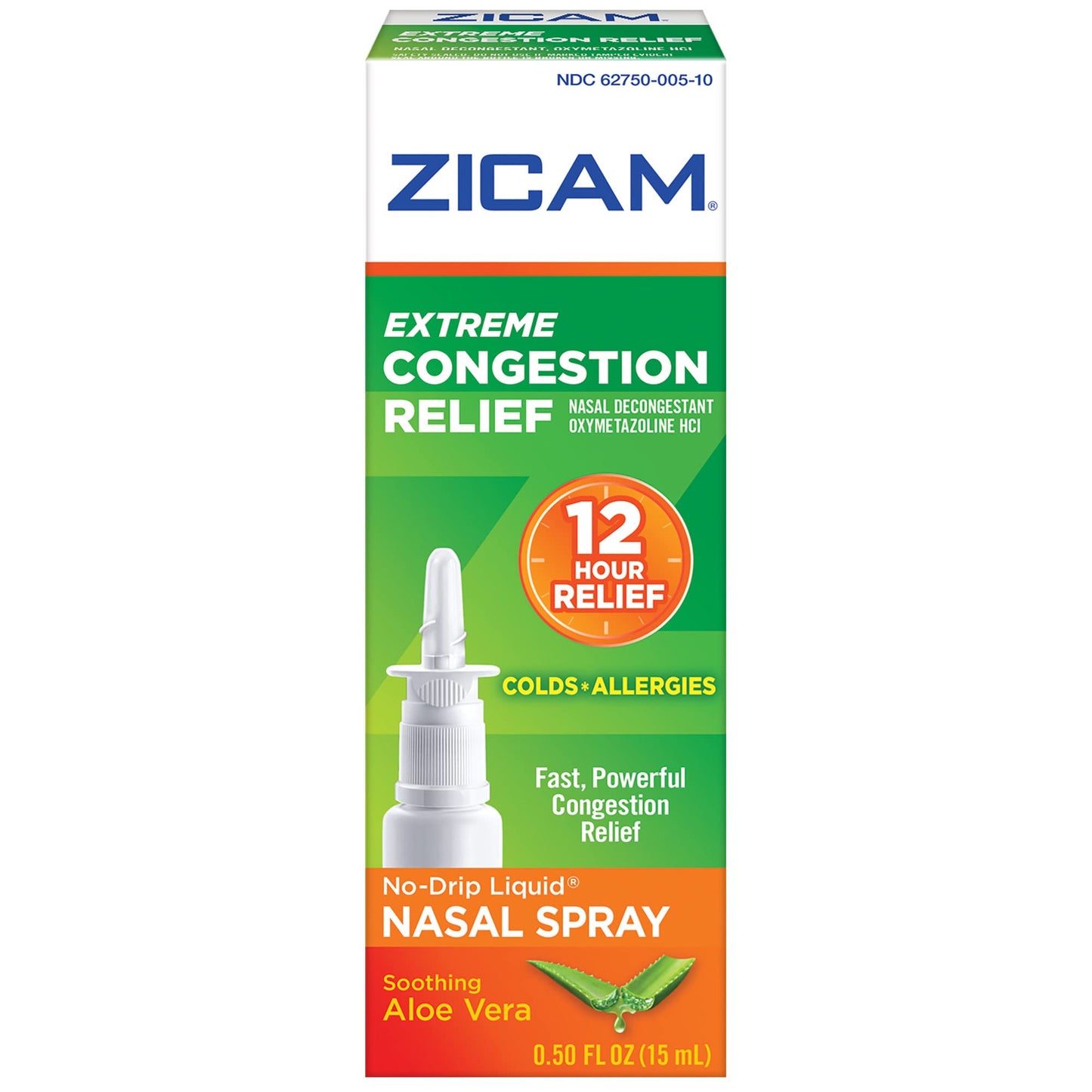 Zicam Extreme Congestion Relief No-Drip Nasal Spray with Aloe Vera | 0.5 oz Pack of 2