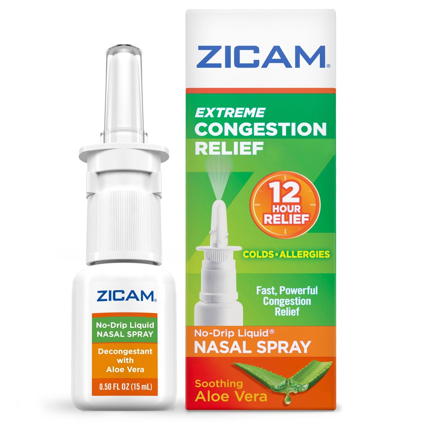 Zicam Extreme Congestion Relief No-Drip Nasal Spray with Aloe Vera, 0.5 oz | Up to 12 Hours