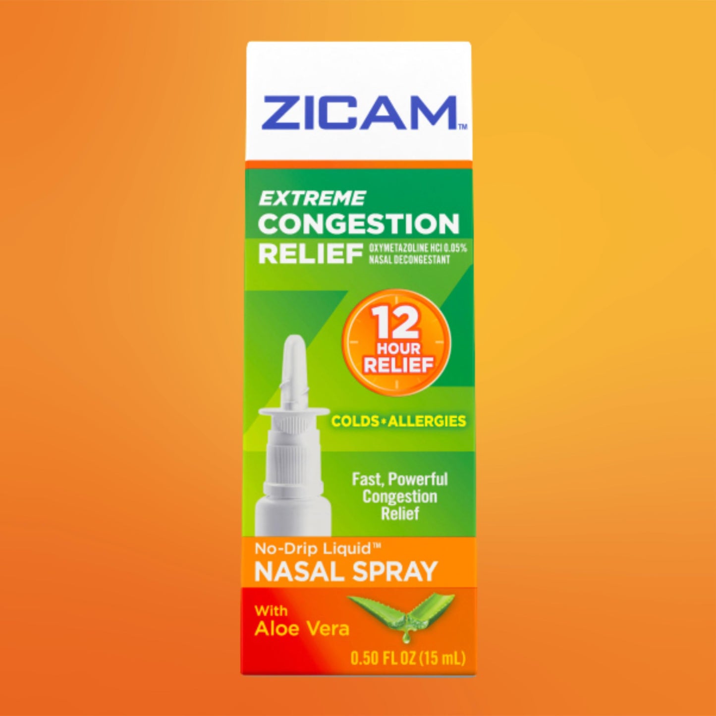 Zicam Extreme Congestion Relief No-Drip Nasal Spray with Aloe Vera, 0.5 oz | Up to 12 Hours