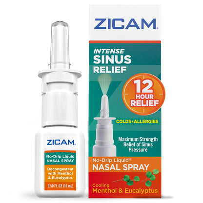 Zicam Intense Sinus Relief Nasal Spray – 0.5 Fl Oz (Menthol & Eucalyptus, No-Drip)