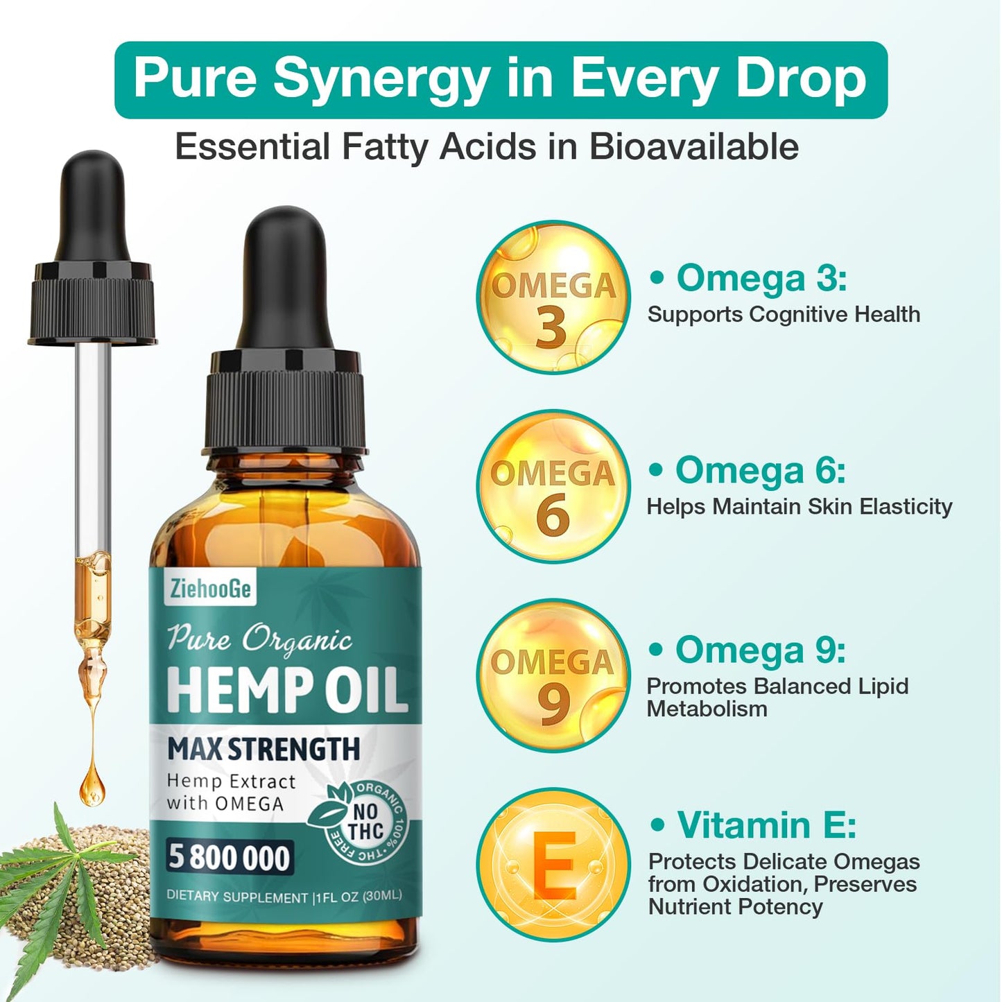 ZiehooGe Hemp Oil Organic Extract - Maximum Strength 2-Pack | 100% Natural Drops