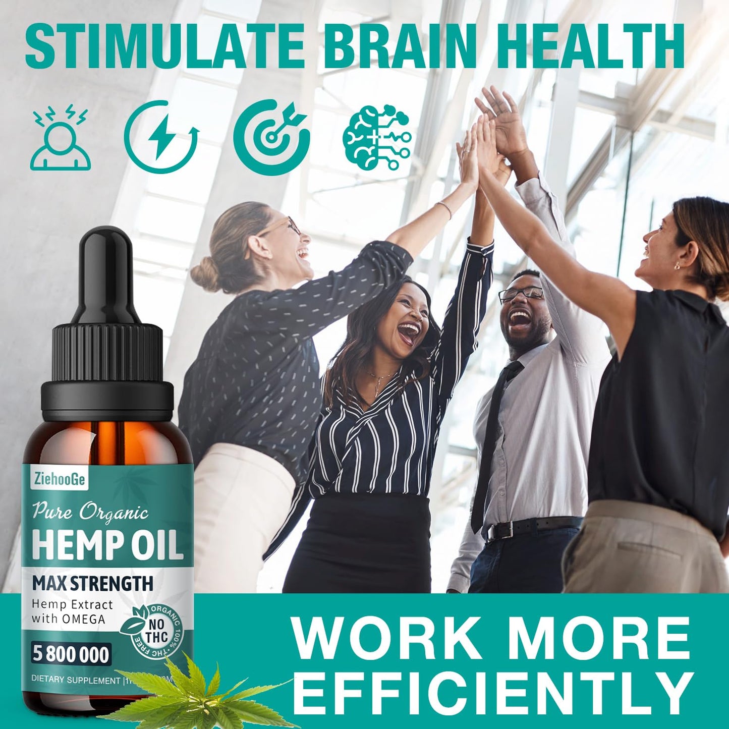 ZiehooGe Hemp Oil Organic Extract - Maximum Strength 2-Pack | 100% Natural Drops