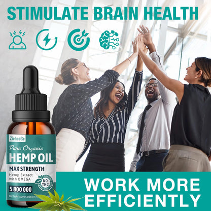 ZiehooGe Hemp Oil Organic Extract - Maximum Strength 2-Pack | 100% Natural Drops