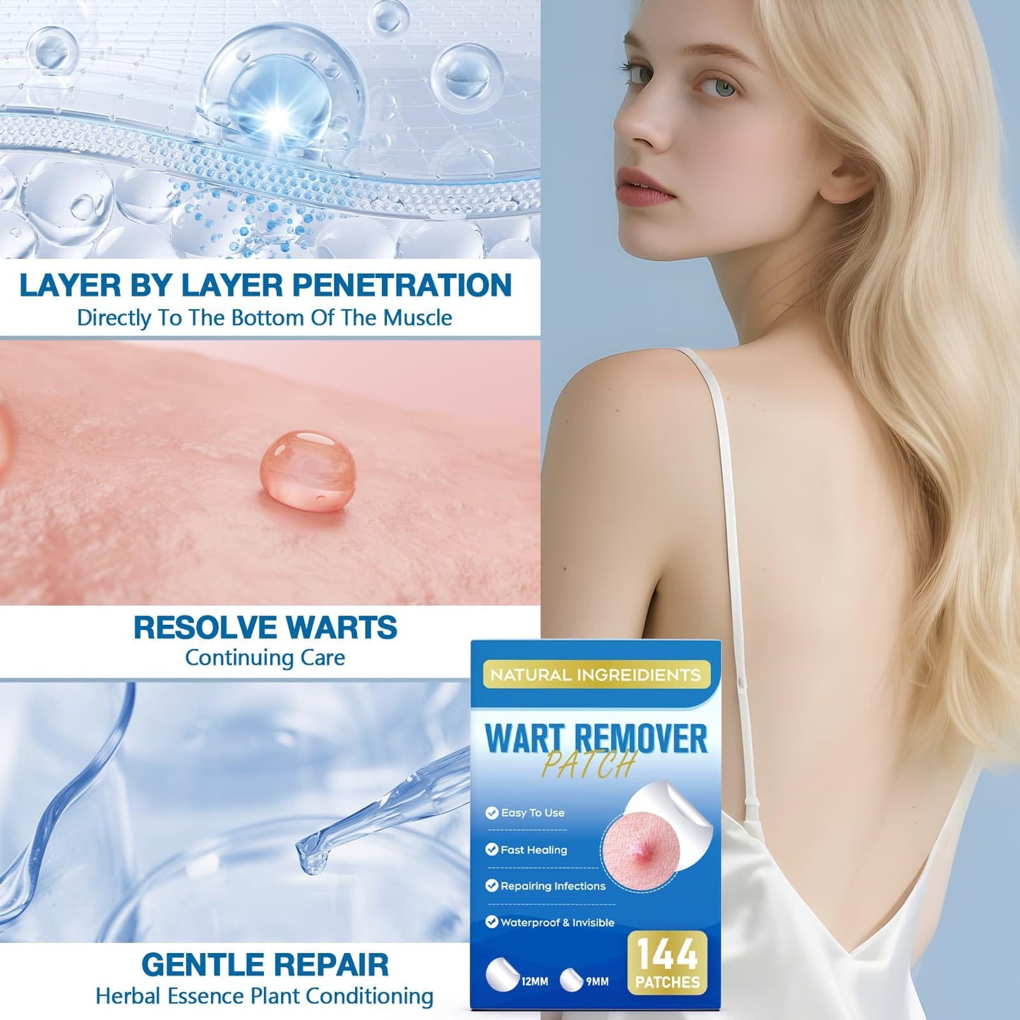 ZIHYO Wart Remover Patches - Hydrocolloid Waterproof, Gentle on Skin