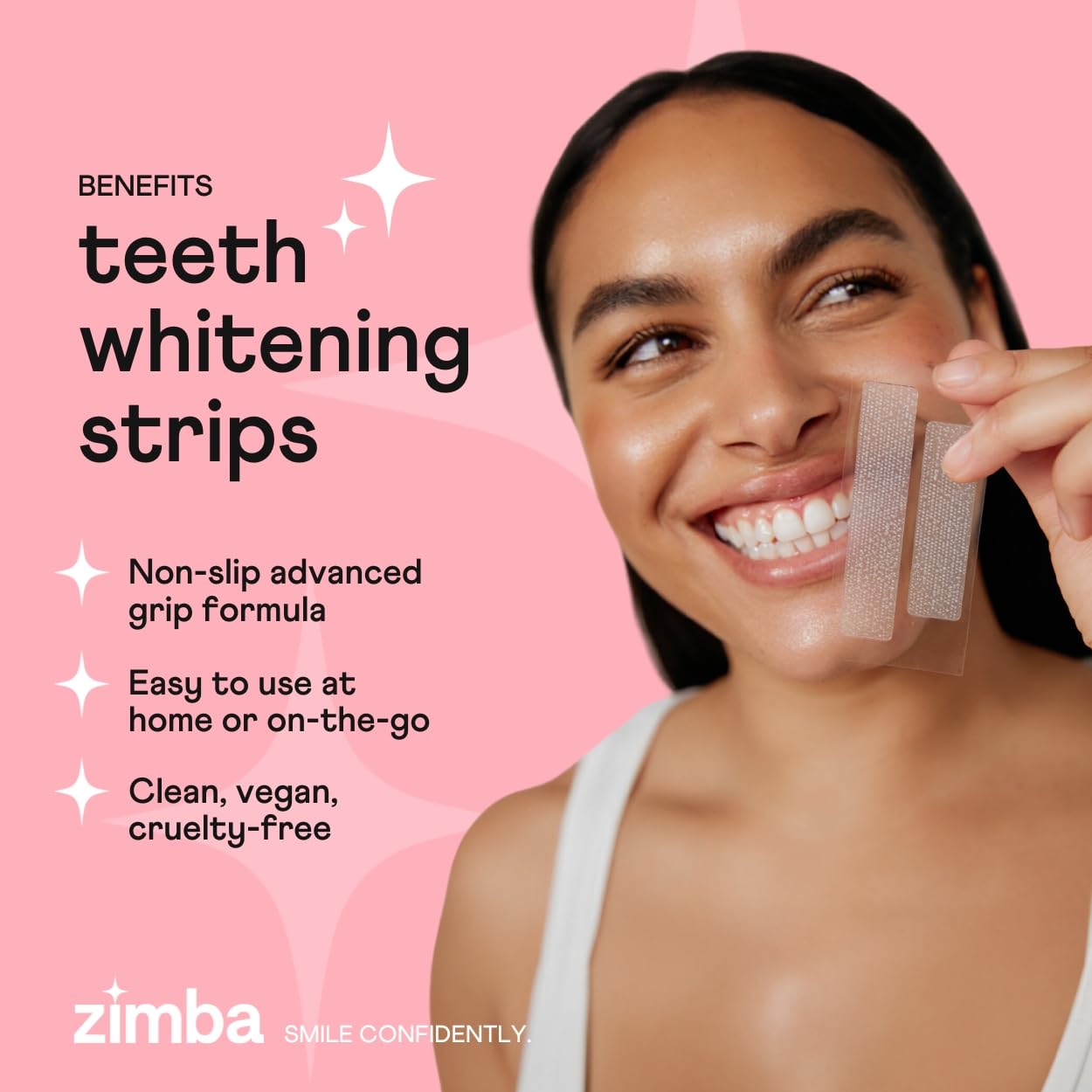 Zimba Peach Teeth Whitening Strips – Vegan, Enamel Safe, 28 Strips (14 Day Treatment)